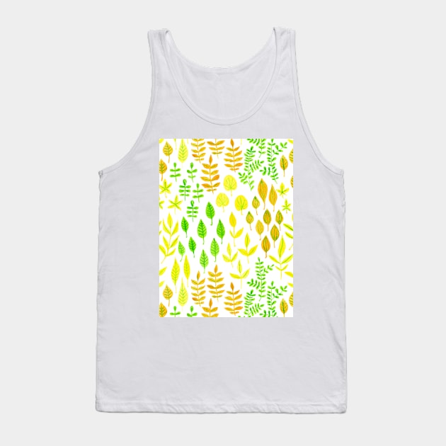 Watercolor doodle leaves pattern white Tank Top by katerinamk